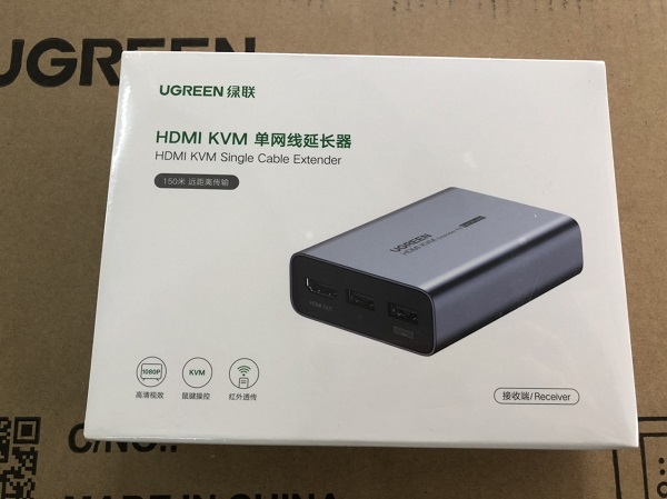 Ugreen 70438 150M1200P 60Hz Bộ nhận KVM HDMI và USB Qua Cáp Mạng cat5e cat6, cục nhận